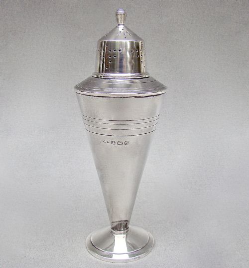 Elegant Art Deco Silver Sugar Caster by the Adie Brothers, Birmingham 1937