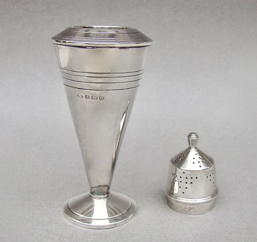 fig 1. ELEGANT ART DECO SILVER SUGAR CASTER BY THE ADIE BROTHERS, BIRMINGHAM 1937