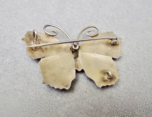 fig 2. SUPERB SCANDINAVIAN STERLING SILVER & GUILLOCHE ENAMEL BUTTERFLY BROOCH, CIRCA 1930
