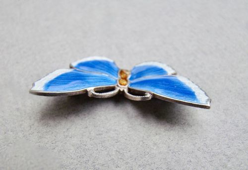 fig 2. DELIGHTFUL SCANDINAVIAN STERLING SILVER & GUILLOCHE ENAMEL BUTTERFLY BROOCH, CIRCA 1930
