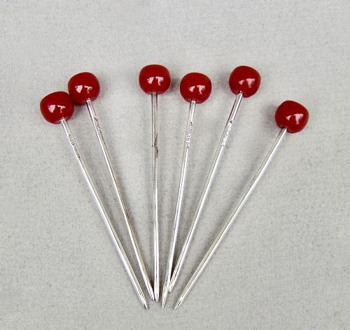 fig 2. CASED SET OF ART DECO STERLING SILVER COCKTAIL CHERRY STICKS BY THE ADIE BROTHERS, BIRMINGHAM 1927