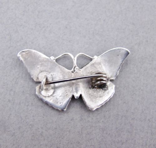 fig 2. EXQUISITE ART DECO SILVER & CELADON GREEN ENAMEL BUTTERFLY BROOCH BY JOHN ATKINS, CIRCA 1930