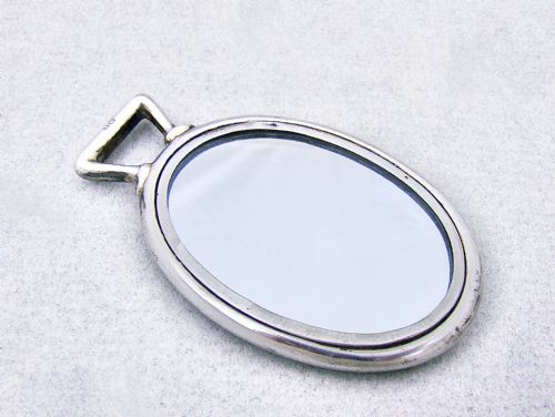 fig 3. EXQUISITE ART DECO SILVER & ENAMEL PURSE MIRROR BY HENRY MATTHEWS, BIRMINGHAM 1922