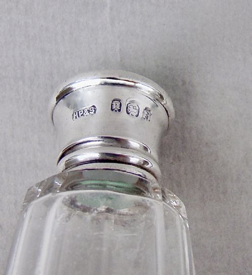 ART DECO SILVER AND ENAMELLED GLASS SCENT BOTTLE BY HENRY PERKINS LONDON 1928 - ADDITIONAL PHOTO 3