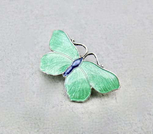 fig 1. ART DECO SILVER & GREEN ENAMEL BUTTERFLY BROOCH BY JOHN ATKINS, CIRCA 1930
