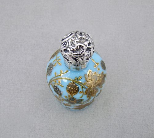 fig 1. DELIGHTFUL EDWARDIAN SILVER MOUNTED MOSER GLASS SCENT BOTTLE BY GRIFFITH & CO, BIRMINGHAM 1905