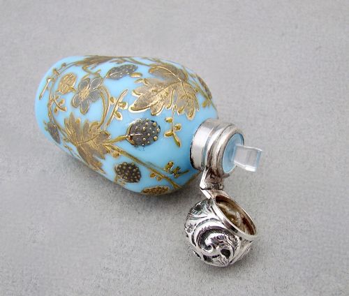 fig 2. DELIGHTFUL EDWARDIAN SILVER MOUNTED MOSER GLASS SCENT BOTTLE BY GRIFFITH & CO, BIRMINGHAM 1905