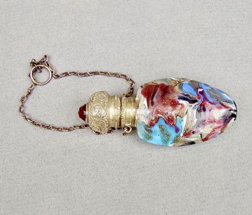 fig 2. RARE 19TH C. VENETIAN MURRINE GLASS CHATELAINE SCENT BOTTLE, CIRCA 1850