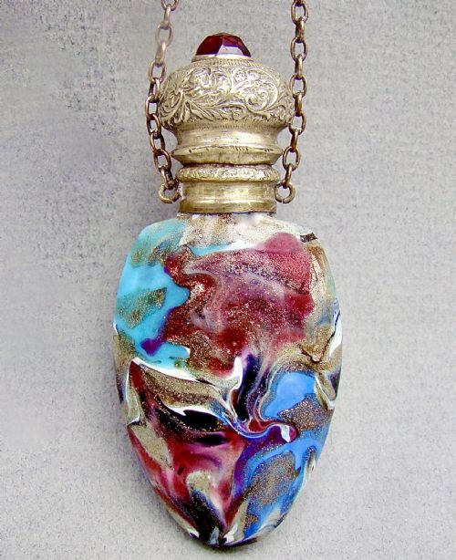 fig 1. RARE 19TH C. VENETIAN MURRINE GLASS CHATELAINE SCENT BOTTLE, CIRCA 1850