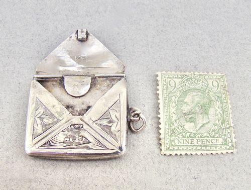GEORGE V ENGRAVED SILVER ENVELOPE STAMP CASE BY ALBERT ERNEST JENKINS CHESTER 1913 - ADDITIONAL PHOTO 3