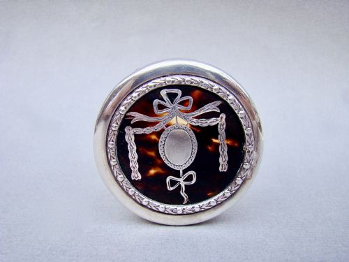 fig 2. EXQUISITE EDWARDIAN SILVER & TORTOISESHELL CUT GLASS VANITY JAR BY R.COMYNS, LONDON 1909
