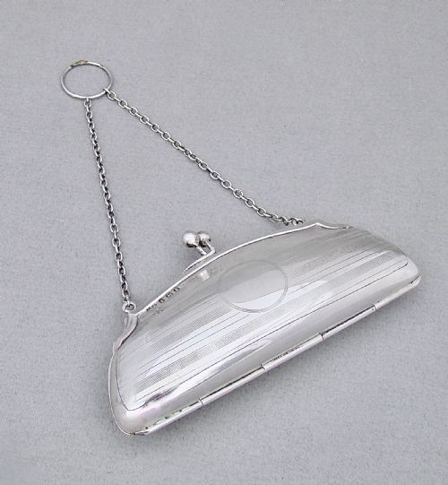 ELEGANT GEORGE V SILVER COCKTAIL PURSE BY G NORMAN BIRMINGHAM 1917 - ADDITIONAL PHOTO 1
