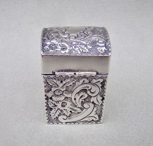 Miniature Victorian Silver Patience Card Box by Nathan & Hayes, Birmingham 1898