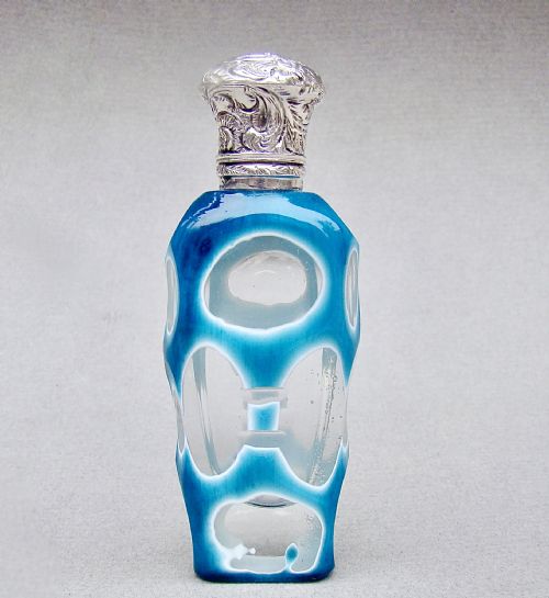 fig 2. RARE VICTORIAN SILVER & BOHEMIAN TRIPLE CASED GLASS SCENT BOTTLE , CIRCA 1890