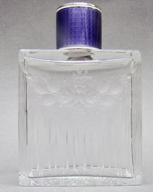 FABULOUS FRENCH STERLING SILVER GUILLOCHE ENAMEL SCENT BOTTLE CIRCA 1910 - ADDITIONAL PHOTO 1