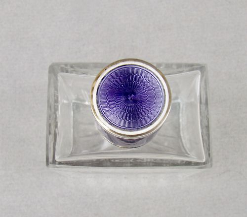 FABULOUS FRENCH STERLING SILVER GUILLOCHE ENAMEL SCENT BOTTLE CIRCA 1910 - ADDITIONAL PHOTO 2