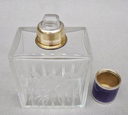 FABULOUS FRENCH STERLING SILVER GUILLOCHE ENAMEL SCENT BOTTLE CIRCA 1910 - ADDITIONAL PHOTO 3