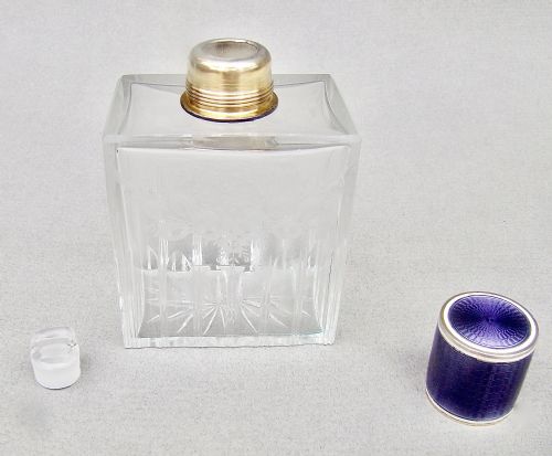 FABULOUS FRENCH STERLING SILVER GUILLOCHE ENAMEL SCENT BOTTLE CIRCA 1910 - ADDITIONAL PHOTO 4