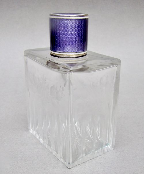 FABULOUS FRENCH STERLING SILVER GUILLOCHE ENAMEL SCENT BOTTLE CIRCA 1910 - ADDITIONAL PHOTO 6