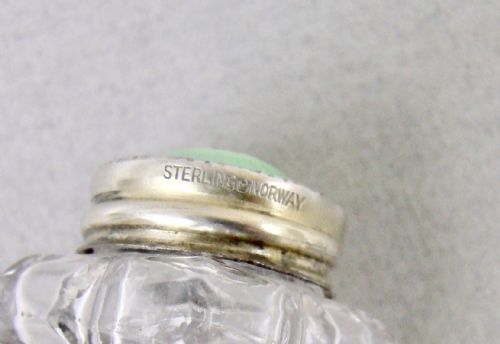 PAIR OF NORWEGIAN ART DECO SILVER AND ENAMEL SALTS ON SILVER STAND CIRCA 1930 - ADDITIONAL PHOTO 5
