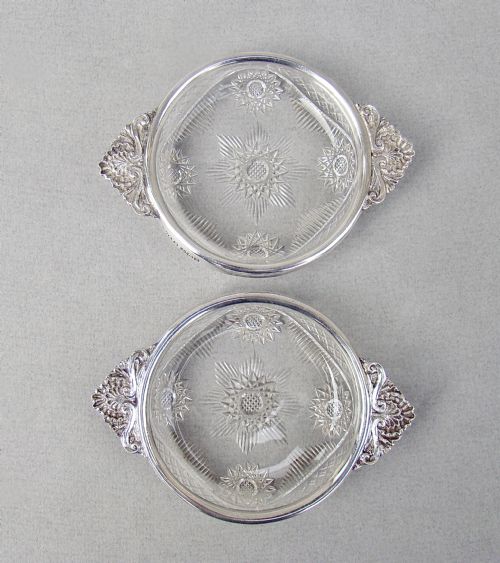 Pair of Victorian  Silver & Cut Glass Pickle Dishes by Roberts & Belks, Sheffield 1896