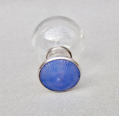 fig 2. DELIGHTFUL ART DECO SILVER & GUILLOCHE ENAMEL SCENT BOTTLE BY WOLFSKY & CO, LONDON 1929