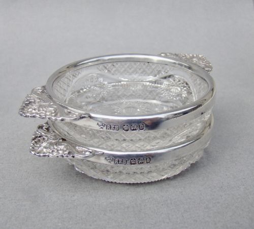fig 1. PAIR OF VICTORIAN SILVER & CUT GLASS PICKLE DISHES BY ROBERTS & BELKS, SHEFFIELD 1896