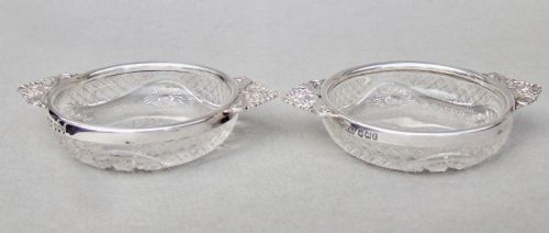 fig 2. PAIR OF VICTORIAN SILVER & CUT GLASS PICKLE DISHES BY ROBERTS & BELKS, SHEFFIELD 1896