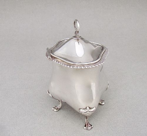 fig 1. UNUSUAL EDWARDIAN SILVER TEA CADDY BY MARPLES & CO, BIRMINGHAM 1902