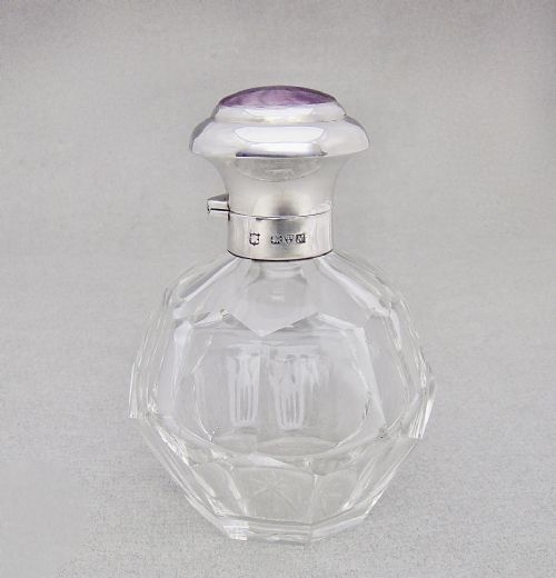 GEORGE V SILVER GUILLOCHE ENAMEL SCENT BOTTLE BY JAMES DEAKIN SONS CHESTER 1913 - ADDITIONAL PHOTO 2