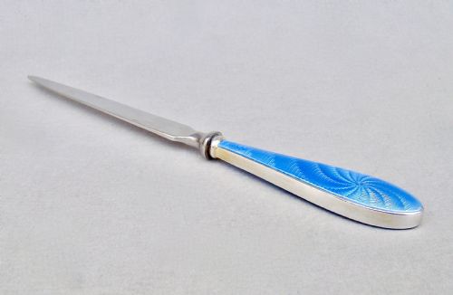 fig 2. ART DECO SILVER & ENAMEL HANDLED LETTER OPENER BY W.I. BROADWAY & CO BIRMINGHAM 1929
