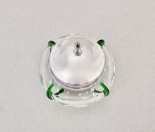 fig 2. UNUSUAL EDWARDIAN SILVER AND TRAILED GLASS DRESSING TABLE JAR BY ROBERT PRINGLE & SONS, LONDON 1901