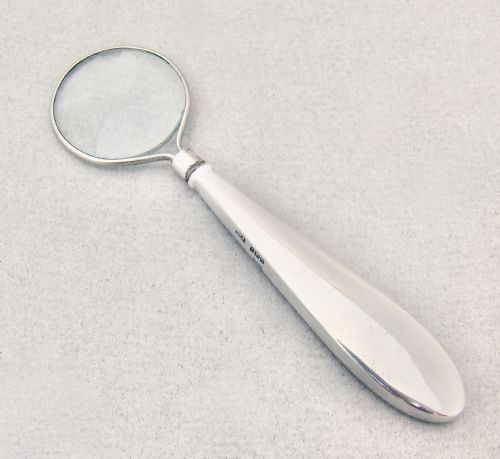SMALL ART DECO SILVER GUILLOCHE ENAMEL MAGNIFYING GLASS BY BROADWAY CO BIRMINGHAM 1931 - ADDITIONAL PHOTO 2