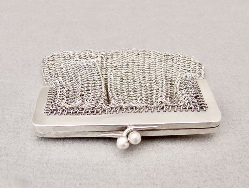 EXQUISITE EDWARDIAN SILVER CHAIN MAIL COCKTAIL PURSE BY ROBERT CAWLEY CHESTER IMPORT MARKS FOR 1909 - ADDITIONAL PHOTO 3