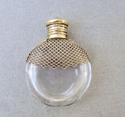 fig 1. CHARMING 19TH C. FRENCH ORMULU CUT GLASS SCENT BOTTLE, CIRCA 1870