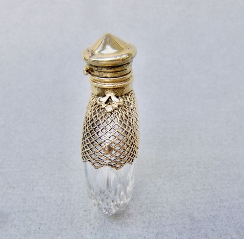 fig 2. CHARMING 19TH C. FRENCH ORMULU CUT GLASS SCENT BOTTLE, CIRCA 1870