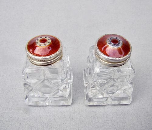 fig 1. CASED PAIR OF NORWEGIAN ART DECO SILVER GILT AND ENAMEL, CIRCA 1930