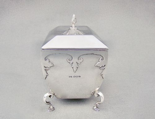FABULOUS GEORGE V SILVER TEA CADDY BY WALKER HALL SHEFFIELD 1924 - ADDITIONAL PHOTO 2