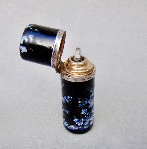 fig 3. RARE 19TH CENTURY FRENCH SILVER MOUNTED LIMOGES ENAMEL SCENT BOTTLE, CIRCA 1880