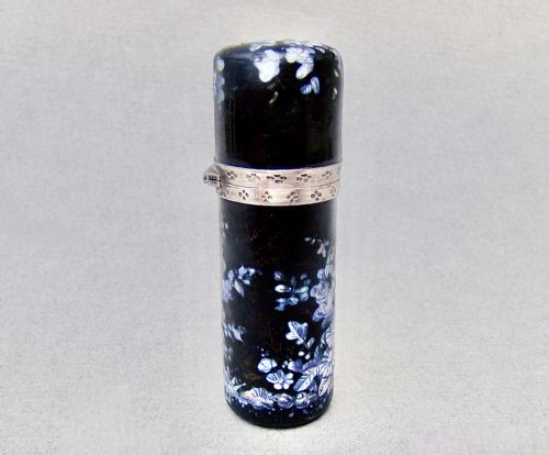 fig 1. RARE 19TH CENTURY FRENCH SILVER MOUNTED LIMOGES ENAMEL SCENT BOTTLE, CIRCA 1880
