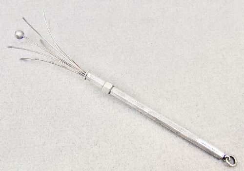 ART DECO STERLING SILVER COCKTAIL SWIZZLE STICK, CIRCA 1930