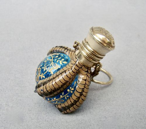 Very Rare 19th C. French Moser Glass "Ball and Claw" Chatelaine Scent Bottle, Circa 1870