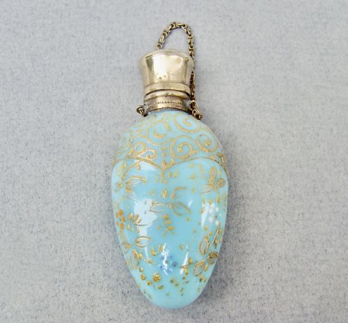 19th C. French Ormulu & Moser Glass Chatelaine Scent Bottle, Circa 1880
