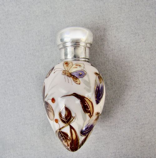 fig 1. EXQUISITE VICTORIAN SILVER & PORCELAIN EGG SCENT BOTTLE BY CHARLES MAY, BIRMINGHAM 1896
