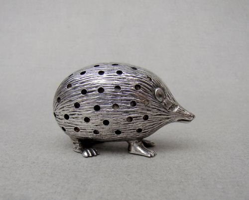 fig 1. RARE EDWARDIAN SILVER HEDGEHOG PIN CUSHION BY ADIE & LOVEKIN, BIRMINGHAM 1906