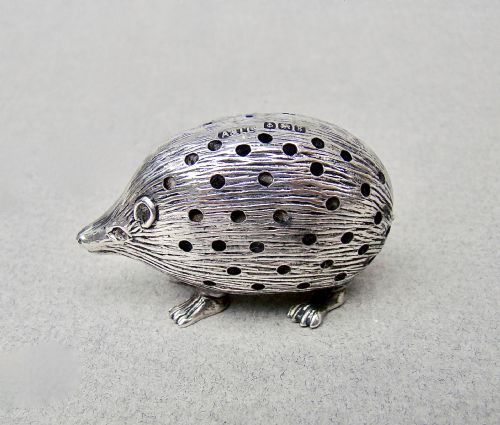 fig 2. RARE EDWARDIAN SILVER HEDGEHOG PIN CUSHION BY ADIE & LOVEKIN, BIRMINGHAM 1906
