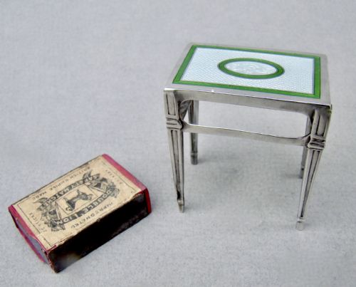 fig 1. VERY RARE SILVER AND GUILLOCHE ENAMEL NOVELTY MATCHBOX HOLDER BY LEVI & SALAMAN, BIRMINGHAM 1911