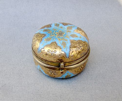 Unusual 19th C. Moser Opaline & Gilt Glass Trinket Box, Circa 1860