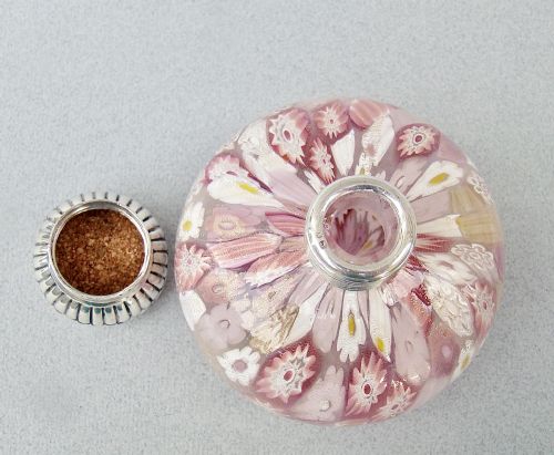 fig 3. DELIGHTFUL VICTORIAN SILVER MOUNTED MILLEFIORI GLASS SCENT BOTTLE, BIRMINGHAM 1899