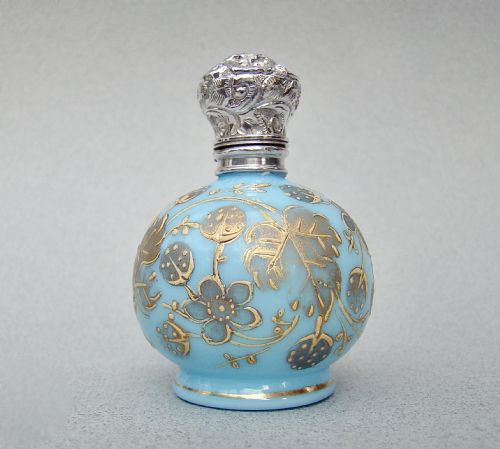 Charming Victorian Silver Mounted Moser Glass Scent Bottle, Circa 1890